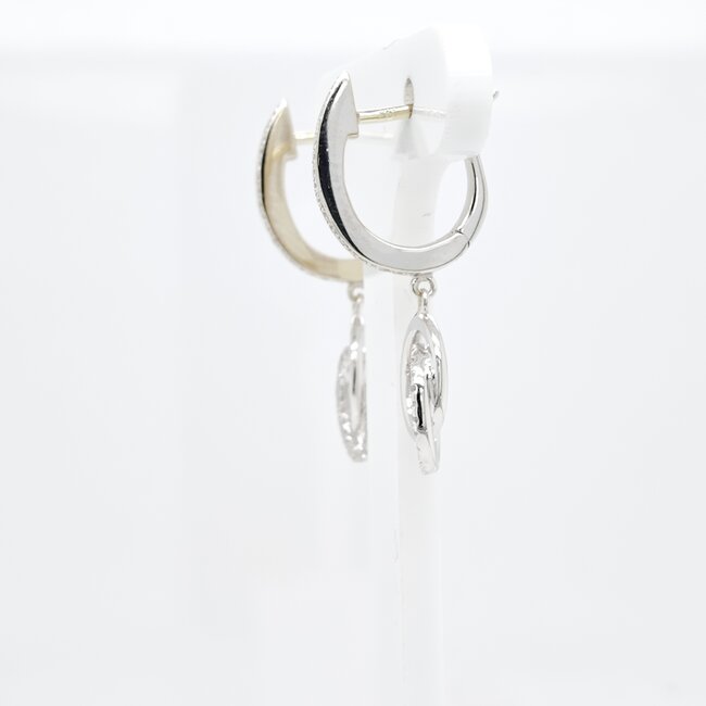 14k witgouden oorhangers met briljant