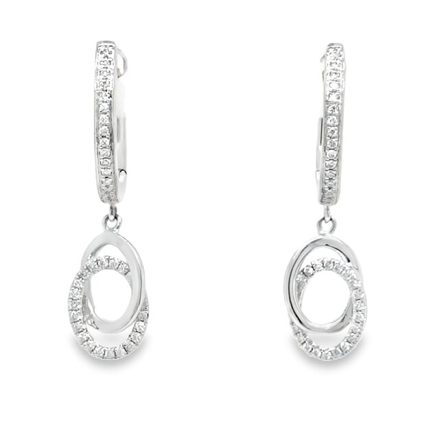 14k witgouden oorhangers met briljant