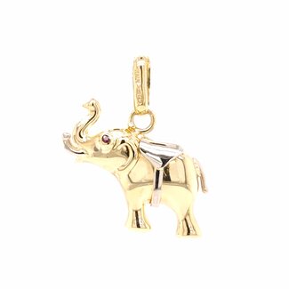 14k hanger Olifant met  robijn
