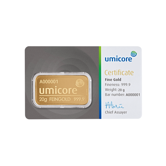 umicore Umicore goudbaar 20 gram – 99,99% puur goud