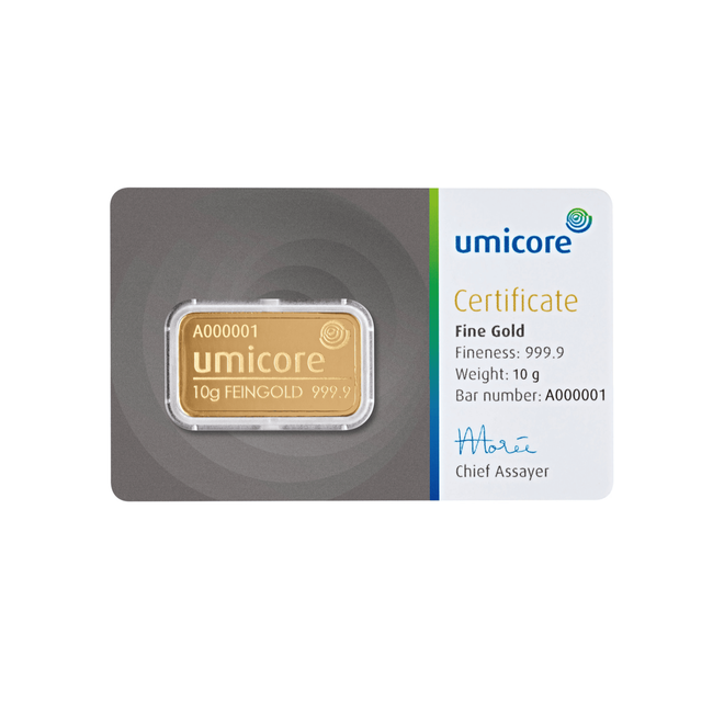 umicore Umicore 10 grams gold bar 99.99%