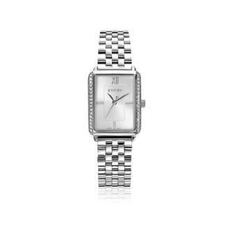 ZINZI Lucia horloge witte zirc, zilv.kl w.plaat stln band. ZIW2302
