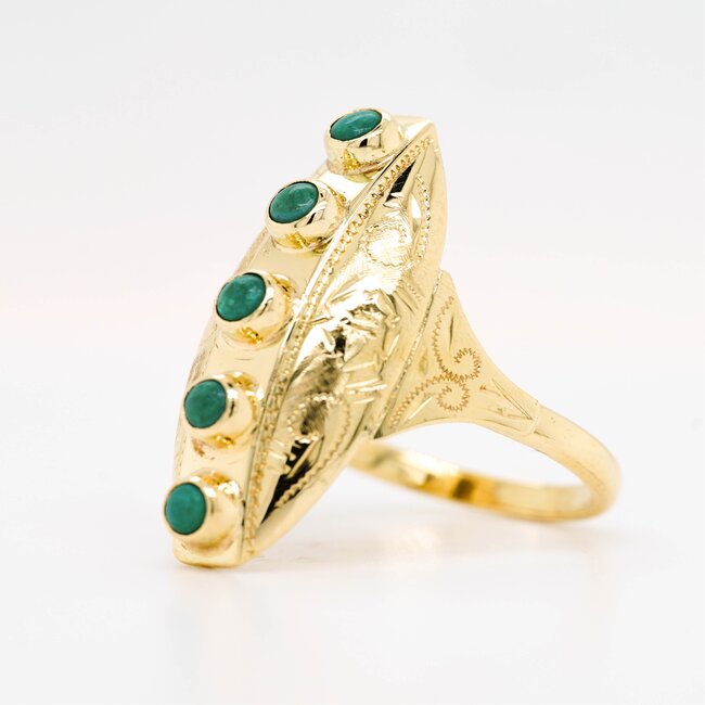 Occ 14k ring Turkoois 3.7gram mt 15