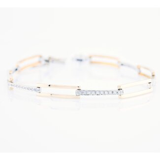 14k bicolor gouden armband met 41 briljanten