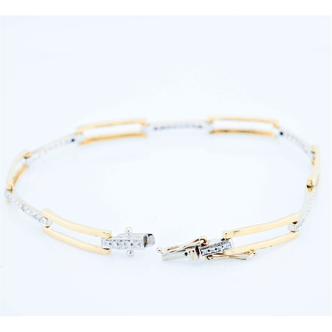 14k bicolor gouden armband met 41 briljanten