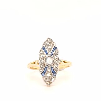 18k bicolor ring met Saffier Roosgeslepen diamant