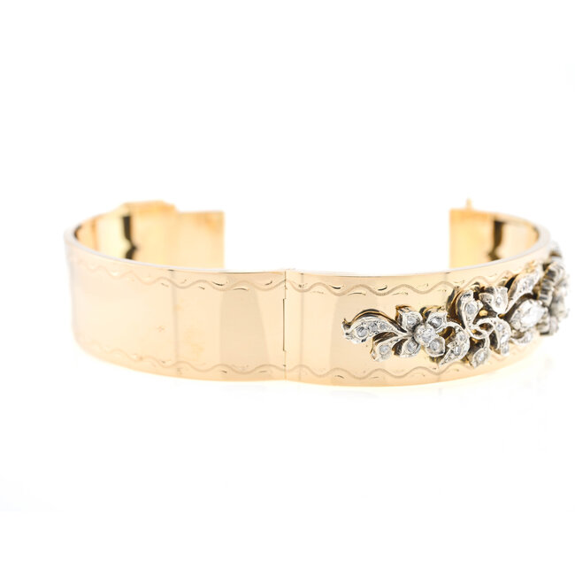 14kgoud met zilveren armband met  Oudslijpsel Diamant