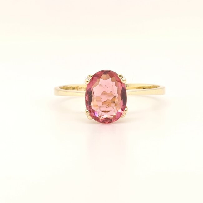 14k  gouden ring met een roze Tourmalijn
