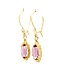 14k gouden oorhangers met paarse stenen