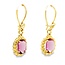 14k gouden oorhangers met paarse stenen