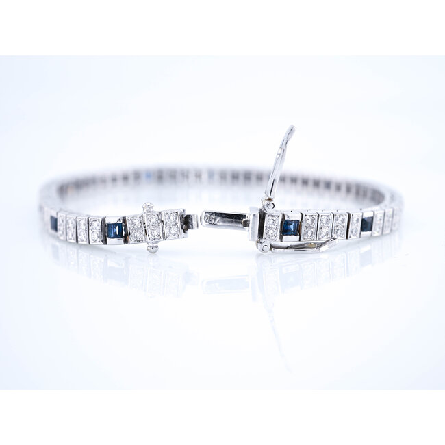 18k witgouden armband met echt saffier en Briljanten