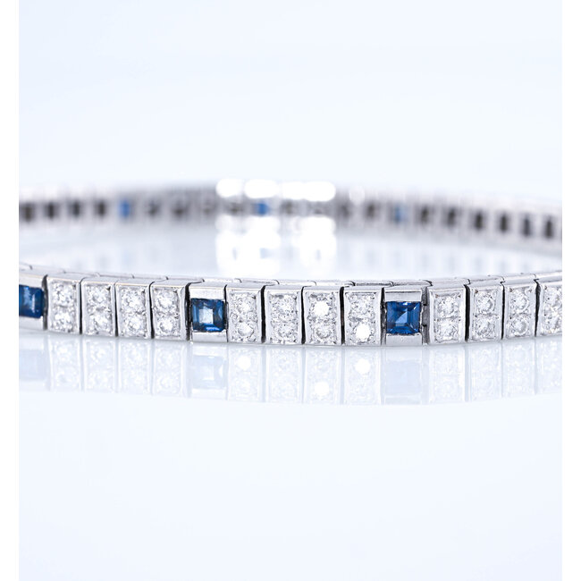 Occ 18k armb 24.3g Saff/princescutDia2.12ct 18cm