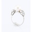18k witgouden ring met echte Parel  en Diamant