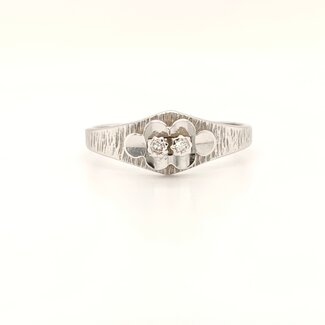 Occ 14k witgd ring met 0.02ctbrilj 2.6g mt 18.5