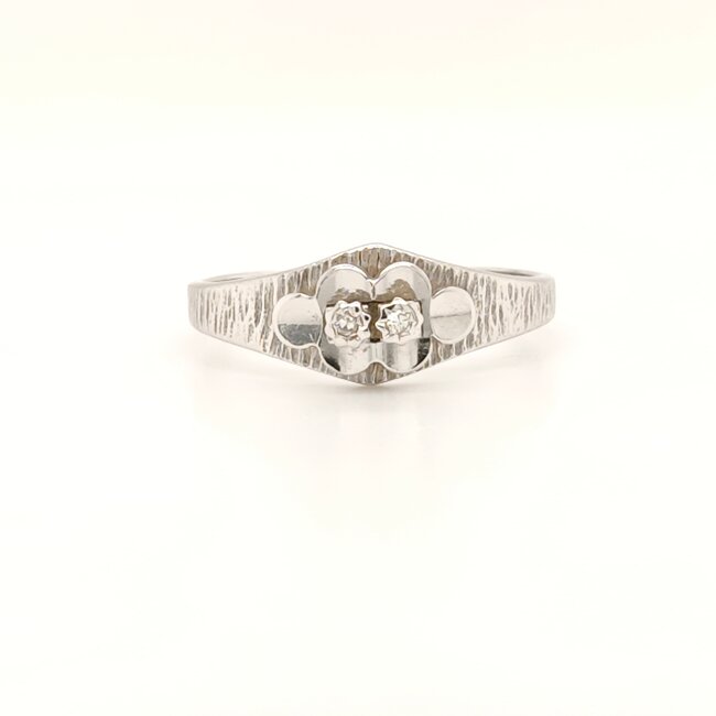 Occ 14k witgd ring met 0.02ctbrilj 2.6g mt 18.5