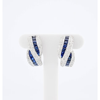 Occ 18k witgd oorbellen Saff/1.14ctbrilj 7.7g