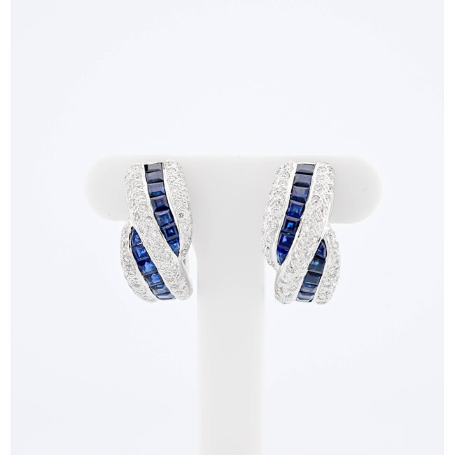 Occ 18k witgd oorbellen Saff/1.14ctbrilj 7.7g