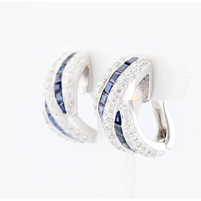 Occ 18k witgd oorbellen Saff/1.14ctbrilj 7.7g