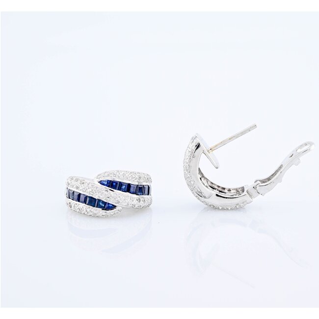 Occ 18k witgd oorbellen Saff/1.14ctbrilj 7.7g