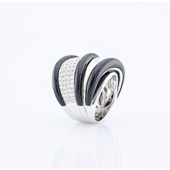 Occ 14k witgd ring Keramiek 1.6ctbril 16.8g mt 18