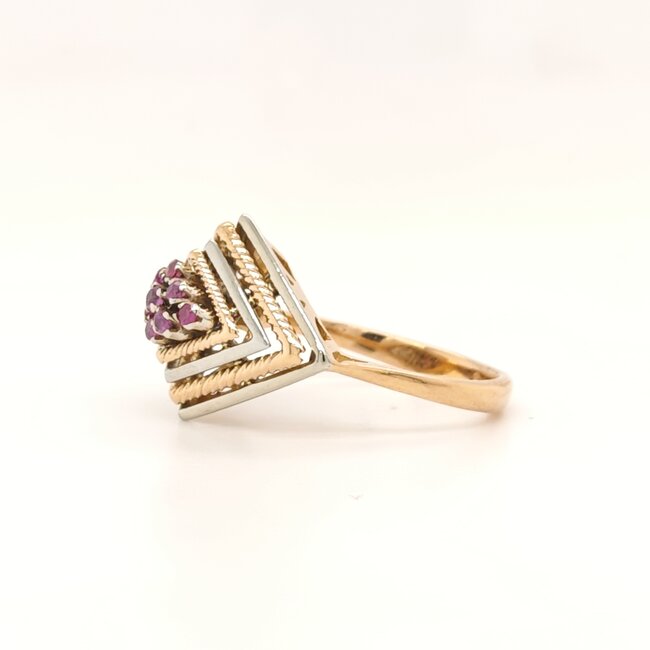 Occ 18k bico ring 9x robijn 4.6gram mt 16.25