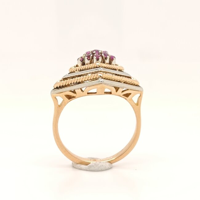 18k bicolor gouden ring met Robijn