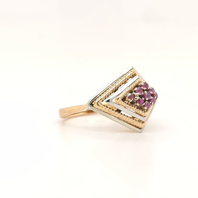 Occ 18k bico ring 9x robijn 4.6gram mt 16.25