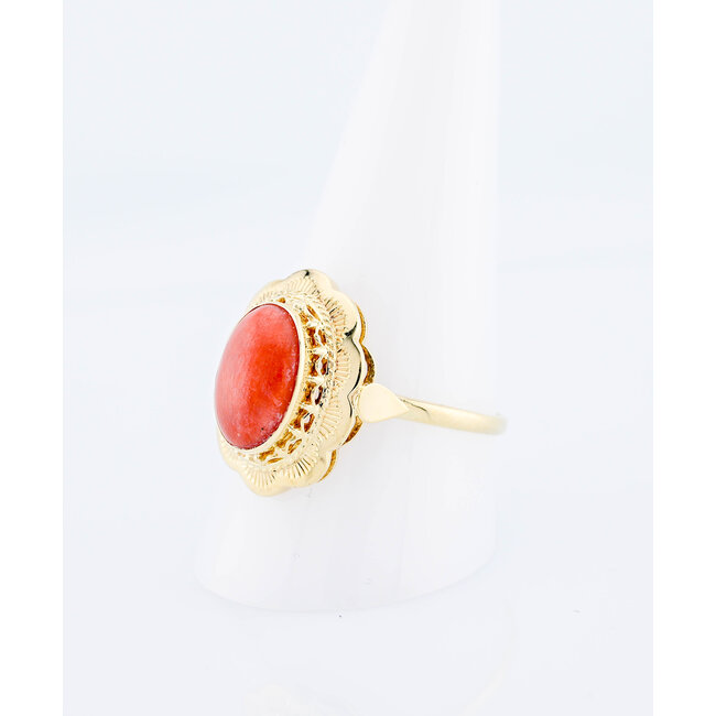 Occ 14k ring met Bloedkoraal 4.2gram mt21
