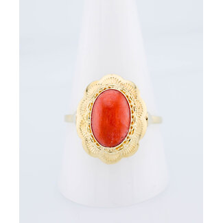 Occ 14k ring met Bloedkoraal 4.2gram mt21