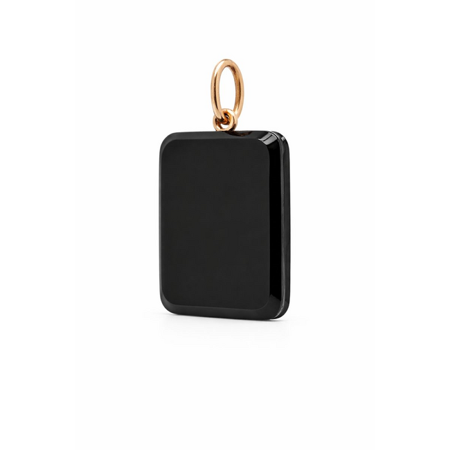 Hanger in roségoud met onyx – ca. 3 × 2 cm