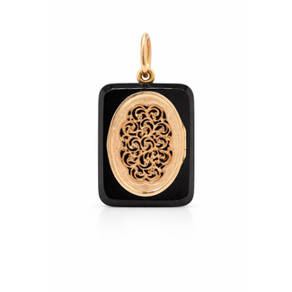 Hanger in roségoud met onyx – ca. 3 × 2 cm