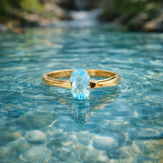 Occ.14K. GG Ring Topaas. 2.4Gr. Mt17