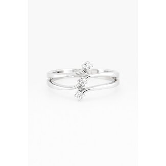 Occ witgouden ring 3 brillj 0,07ct mt16,5