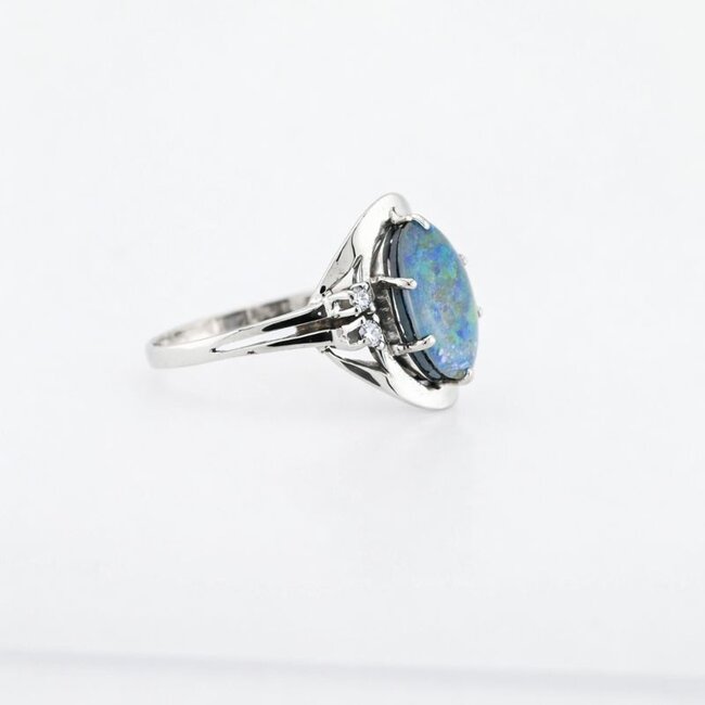 Occ.14K wg ring triplet opaal/Brillj. 3,5Gr mt18,5