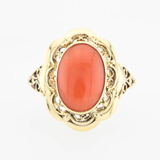Occ 14K bloedkoraal ring.3,7Gr.Mt19