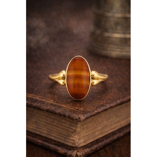 Occ 14K Streep Agaat Ring. 2,4Gr. Mt19,5