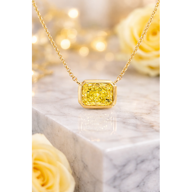 ROS DESIGN ROS DESIGN Collier 14k met lab-grown gele diamant (emerald cut) – 3,1 g50CM50CM