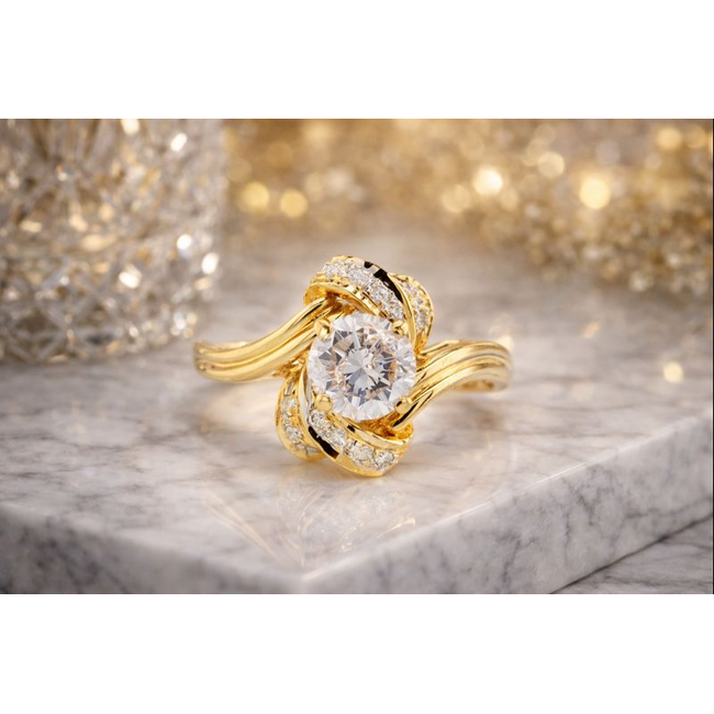 Occ.18k. Ring met Brillj.0,5ct.P2/H. mt18. 3,8Gr