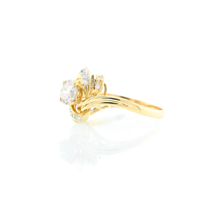 Occ.18k. Ring met Brillj.0,5ct.P2/H. mt18. 3,8Gr