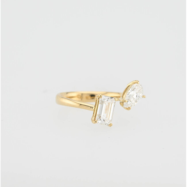 14K. GG ring Emirald cut lab Diamond. 2,7gr.mt17