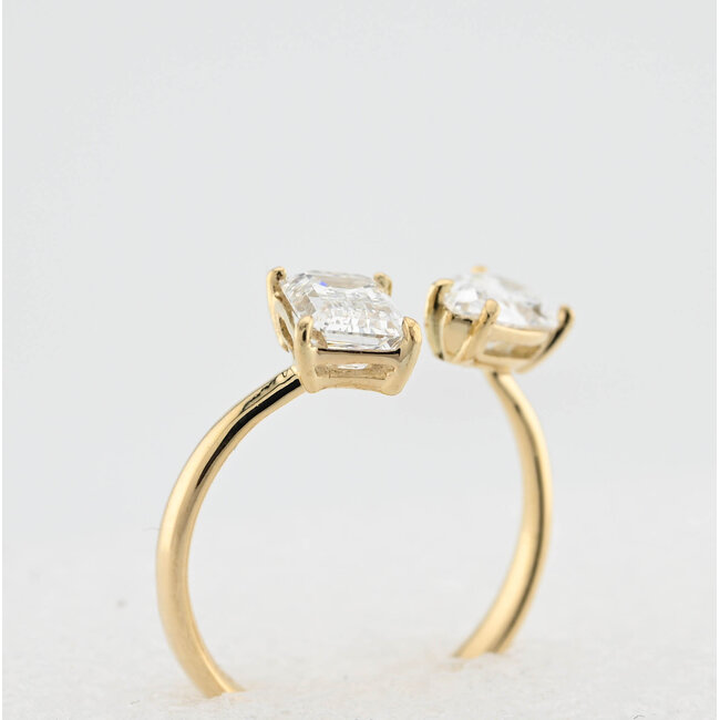 14K. GG ring Emirald cut lab Diamond. 2,7gr.mt17