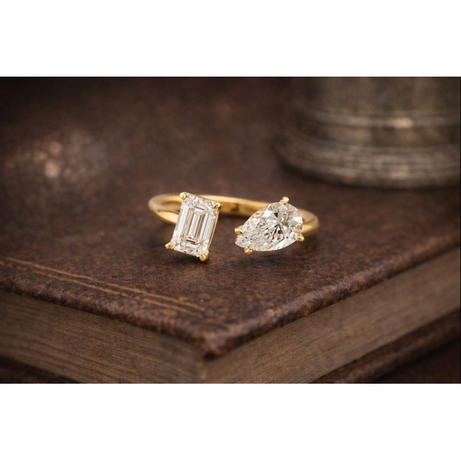 14K. GG ring Emirald cut lab Diamond. 2,7gr.mt17