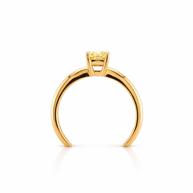 14K Rose Ring. Fancy Yellow Diamond Cut. 1ct. 4,2Gr.Mt18,2 Ros Design