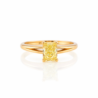 14K Rose Ring. Fancy Yellow Diamond Cut. 1ct. 4,2Gr.Mt18,2 Ros Design