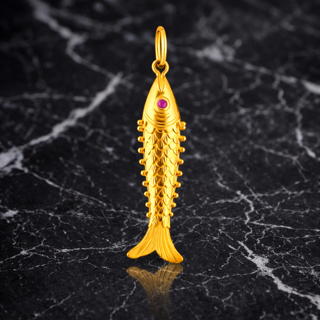 Occ. 22K Vis met Robijntje. 3,5Gr