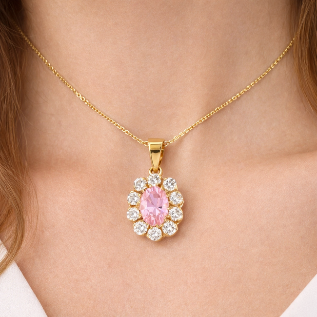 Occ. Hanger roze synth. Kleursteen/Zirk. 1,6Gram