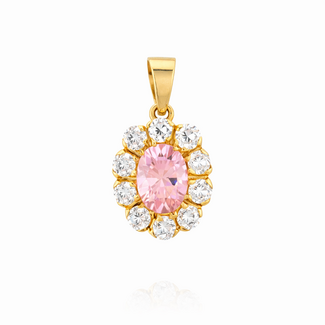 Occ. Hanger roze synth. Kleursteen/Zirk. 1,6Gram