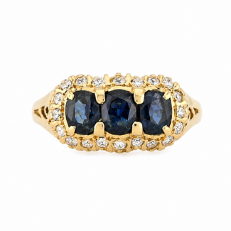 Occ. 14K. Ring Saff/Zirk. 3,7Gr. Mt16
