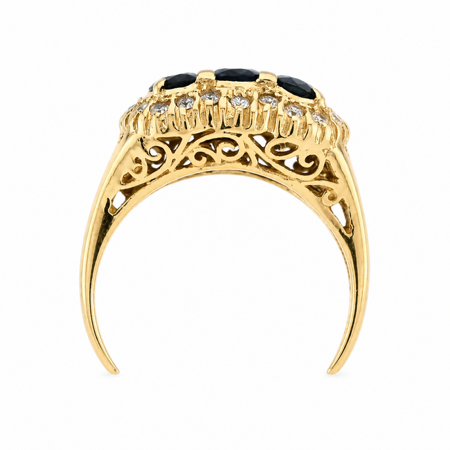 Occ. 14K. Ring Saff/Zirk. 3,7Gr. Mt16