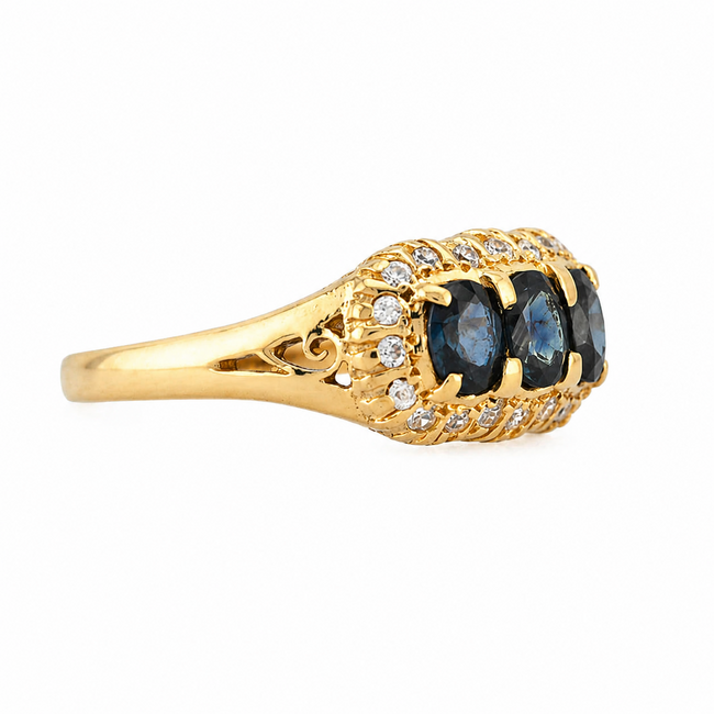 Occ. 14K. Ring Saff/Zirk. 3,7Gr. Mt16